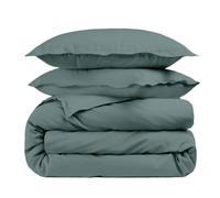 Alpes Blanc - Housse de Couette Unie 100% Percale de Coton 80 Fils + Taie(s) 65x65 cm - Fabriquée en Europe - Doux et Respirant - Oeko-Tex®