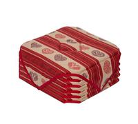 Alpes Blanc - Lot de 6 galettes de chaise 38x38 cm - Motif Cœur Rouge Esprit Montagne - Assise confortable - Fixation stable avec lanières