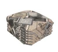 Alpes Blanc - Lot de 6 Galettes de Chaise Chalet Grises 38x38 cm - Style Montagne - Assise Confortable et Lavable
