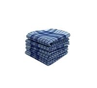 Alpes Blanc - Lot de 6 Mouchoirs de Travail Petits Carreaux Bleu et Blanc 100% Coton 40x40cm