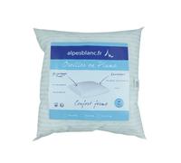 Alpes Blanc - Oreiller en Plumes 65x65cm - Fabriqué en France - Garnissage 100% plumettes - Enveloppe antiacariens - Moelleux et gonflant