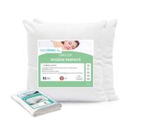 Alpes Blanc - Pack de 2 oreillers Anti-acariens + 2 sous-taies Coton 60x60 cm - Fabrication française