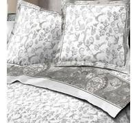 Alpes Blanc - Parure de draps Flanelle Fleuris 4 pièces Gris Pétale