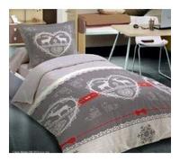 Alpes Blanc Parure de Draps Winter Gris 3 pièces pour lit 1 Place 90x190 cm - Drap Plat + Drap Housse + Taies 100% Coton