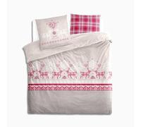 Alpes Blanc Parure draps 140x190 cm Vanoise Rouge 100% Coton