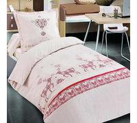 Alpes Blanc Parure draps lit Une Place Vanoise Rouge, 90x190