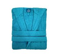 Alpes Blanc - Peignoir de bain à capuche 70% coton et 30% bambou 450 g/m² - Doux, ultra-absorbant et hypoallergénique - Coupe mixte et ajustable - Ceinture et poches - Bleu Canard, XXL