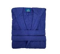 Alpes Blanc - Peignoir de bain à capuche 70% coton et 30% bambou 450 g/m² - Doux, ultra-absorbant et hypoallergénique - Coupe mixte et ajustable - Ceinture et poches - Bleu Marine, L