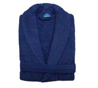 ALPES BLANC - Peignoir de bain Mixte à col Châle 100% coton 450 g - Bleu marine Taille S - Doux et absorbant - Style intemporel
