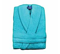 Alpes Blanc - Peignoir de bain mixte à Col Châle - 70% Coton et 30% Bambou 450g/m² - Ultra Doux, Ultra Absorbant et Hypoallergénique - Bleu Canard - Taille XXL