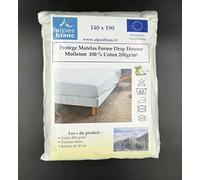 Alpes Blanc Protège Matelas 100% Coton 200gr/m² Forme Drap Housse/Protège Matelas Larges Bonnets Pur Coton (140_x_190_cm)