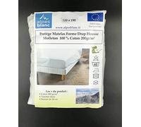 Alpes Blanc Protège Matelas 100% Coton 200gr/m² Forme Drap Housse/Protège Matelas Larges Bonnets Pur Coton (120_x_190_cm)