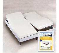 Alpes Blanc - Protège Matelas 2x70x190 spécial lit tête et Pieds relevable - Coton 400 g/m² - Alèse pour lit électrique articulé - Forme Drap Housse - Bonnet 30 cm - Fabrication Européenne