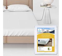 Alpes Blanc Protège Matelas Molleton 100% Coton 400 GR/m²/ Protège Matelas Forme Drap Housse Larges Bonnets (160_x_200_cm)