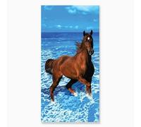 Alpes Blanc - Serviette de Plage Cheval en Mer 90x170 cm - 100% Coton, Motif Cheval dans la mer, Douce et absorbante pour Plage ou Piscine