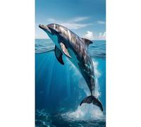 Alpes Blanc - Serviette de Plage Dauphin Océanique - Légère et absorbante - 100% Coton - 100x180 cm