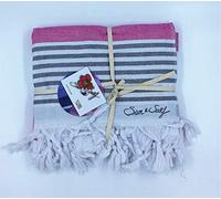 Alpes Blanc Serviette de Plage Double Face/Drap de Bain 100% Coton/Fouta pestamal 90 x 170 (Rose)