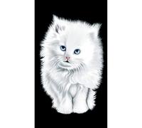 Alpes Blanc - Serviette de Plage Microfibre Chat Blanc cm