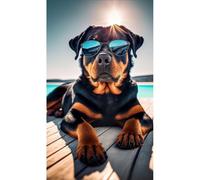 Alpes Blanc - Serviette de Plage Rottweiler Cool - Légère et absorbante - 100% Coton - 100x180 cm