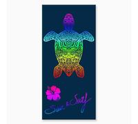 Alpes Blanc - Serviette de Plage Tortue sur Fond Bleu 90x170 cm