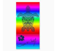 Alpes Blanc Serviette de Plage Tortue sur Fond Multicolore 90x170 cm
