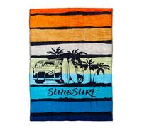 Alpes Blanc - Serviette de Plage Van Orange rétro 90x170 cm - Coton Jacquard, Couleurs Pastel Vintages, Douce, absorbante et Durable