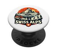 Alpes suisses Vintage Montagne Suisse Souvenir Randonnée Ski PopSockets PopGrip Adhésif
