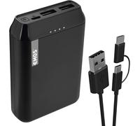 - Alpha 10s Powerbank 10 000 Mah - Batterie Externe Avec Passthrough - 2 Sorties Usb-A, 1 Entrée Micro Usb - Avec 2 Câbles De Données Usb - On/Off Automatique - Pour Iphone, Ipad, Smartphone,