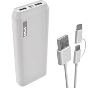- Alpha 10s Powerbank 10 000 Mah - Batterie Externe Avec Passthrough - 2 Sorties Usb-A, 1 Entrée Micro Usb - Avec 2 Câbles De Données Usb - On/Off Automatique - Pour Iphone, Ipad, Smartphone,