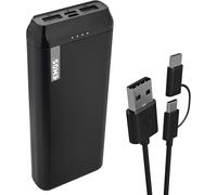 - Alpha 10s Powerbank 10 000 Mah - Batterie Externe Avec Passthrough - 2 Sorties Usb-A, 1 Entrée Micro Usb - Avec 2 Câbles De Données Usb - On/Off Automatique - Pour Iphone, Ipad, Smartphone,