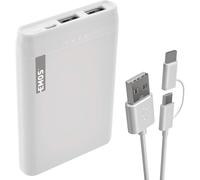 - Alpha 10s Powerbank 10 000 Mah - Batterie Externe Avec Passthrough - 2 Sorties Usb-A, 1 Entrée Micro Usb - Avec 2 Câbles De Données Usb - On/Off Automatique - Pour Iphone, Ipad, Smartphone,