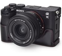 Alpha 7C II ¿ Demi-étui en cuir PU de qualité supérieure pour appareil photo numérique Sony A7C II/Alpha 7C Mark II/A7C2 ¿ Étui de protection avec poignée et ouverture en bas ¿ Noir.[G241]