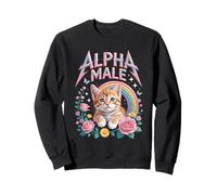 Alpha a Mâle Gingembre Chaton Fleurs Arc-en-Ciel Kitty Amoureux des Chats Sweatshirt