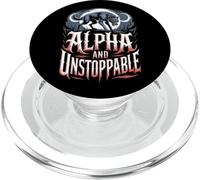 Alpha and Unstoppable Wolf Meme Fearless Sigma Loup-Garou PopSockets PopGrip pour MagSafe