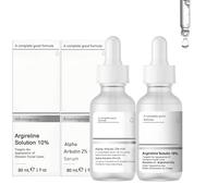 Alpha Arbutin 2% Serum, Argireline Solution 10%, Sérum Visage, Alpha Arbutinq 2% + HA, Unifie Efficacement le Teint, Lisse les Ridules, Améliore L'élasticité de la Peau, 30 ml (2 Flacons)