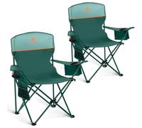 ALPHA CAMP Lot de 2 chaises de camping portables avec refroidisseur à 3 canettes - Chaise pliante avec poche latérale et porte-gobelet - Pliable pour le camping, la plage, la pêche et le sport - Vert