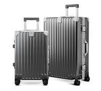 ALPHA CAMP Set Valise 2pcs M L avec Serrure TSA Rigide Polycarbonate Valise da Voyage avec Cadre en Aluminium Bagage de Voyage Luggage