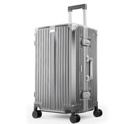 ALPHA CAMP Valise Grand Taille Valise avec Serrure TSA Valise Rigide à roulettes 38x32x67CM Polycarbonate et Cadre en Aluminium Valise Argenté Femme Bagage de Voyage Luggage 66L