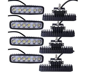 ALPHA DIMA 8X 18W Flood Phare de Travail Barres d'éclairage LED,IP67 Feux de Travail à Large Faisceau pour Camions Tout-Terrain SUV et 4x4 Feux Antibrouillard