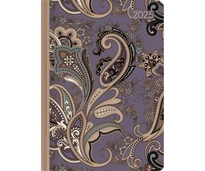 Alpha Edition Agenda de poche Ladytimer Paisley 2025, 10,7 x 15,2 cm, calendrier avec 192 pages, possibilités de notes, liste de seau, phases de la lune et calendrier international