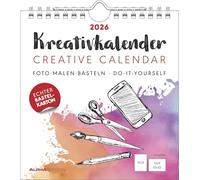 Alpha Edition Calendrier créatif S blanc 2026 - Calendrier de bricolage 16 × 17 cm avec espace pour photos et création personnelle, fond blanc, également utilisable comme calendrier de table, idéal