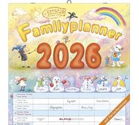 Alpha Edition - Calendrier familial dessin animé 2026 - 30 x 30 cm - Calendrier brochure avec 6 colonnes et espace pour notes - Calendrier mural amusant pour ... jours fériés et dates de vacances : by