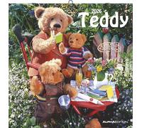Alpha Edition - Calendrier Teddy 2026 - Calendrier photo et calendrier mural au format brochure 30×30 cm, déplié 30×60 cm avec 12 adorables motifs de teddy et poster, certifié FSC