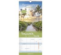 Alpha Edition Calendrier familial 2026 avec objectifs de rêve pour votre âme - Calendrier mural 19,5 × 45 cm avec 5 colonnes et jours fériés, motifs de voyage magnifiques, agenda pratique pour les