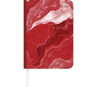 Alpha Edition - Lady Journal Marble 2026 - Agenda de poche A6 10,7 × 15,2 cm 192 pages, suivi d'habitude et liste de secours, agenda élégant pour femmes et déplacements, calendrier en 4 langues