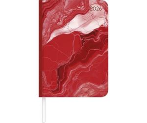 Alpha Edition - Lady Journal Marble 2026 - Agenda de poche A6 10,7 × 15,2 cm 192 pages, suivi d'habitude et liste de secours, agenda élégant pour femmes et déplacements, calendrier en 4 langues