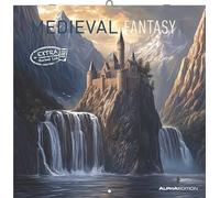 Alpha Edition - Medieval Fantasy 2026 - Calendrier mural 30×30 cm avec motifs médiévaux et fantastiques, calendrier broché en 6 langues pour les fans du Moyen Âge, les joueurs de rôle et les amateurs