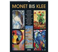 Alpha Edition - Monet à Klee 2026 - Calendrier d'art 42 × 56 cm avec chefs-d'œuvre de Monet, Klee, Marc & Macke - Calendrier mural décoratif pour les amateurs d'art