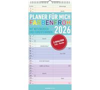Alpha Edition - Planificateur pour moi coloré 2026 - Calendrier familial 22 × 45 cm avec 3 colonnes et dates de vacances, planificateur mural décoratif pour la famille, le bureau et l'organisation