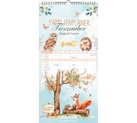Alpha Edition - Planning familial magique d'animaux 2026 - Calendrier familial 22 × 45 cm avec 5 colonnes et illustrations d'animaux adorables, calendrier mural pratique pour les amoureux des animaux